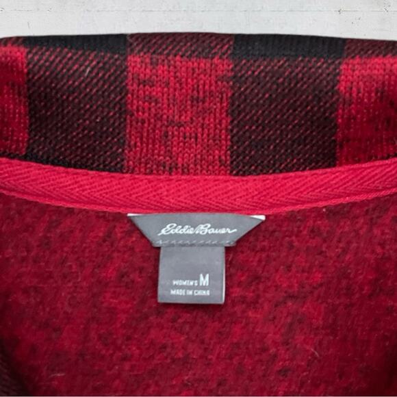 Eddie Bauer Women’s Buffalo Plaid Pullover Sweater Jacket Size Medium Cabincore - Picture 10 of 13